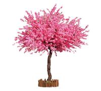 Qgtxf Gorgeous Artificial Cherry Blossom Trees Fake Sakura Bonsai Trees with Branches Steel Base Plate for Weddings Party Home Office(Size:1.5x1.5m,Color:Pink)