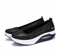 Qgtxf Platform Loafers for Women Wedge Walking Sneakers Memory Foam Slip On Moccasins Lightweight Casual Trainers,6,Black2
