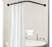 Qgtxf Shower Curtain Rails L Shape Telescopic Curved Corner Curtain Rod Extendable Stainless Steel Shower Rails Bar Not Sag No Drilling/Punch(Black,68 to 98cm x 68 to 98cm)