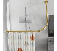 Qgtxf Shower Curtain Rails Stretchable Corner Curtain Rod Stainless Steel Wall Mounted L Shaped Cloakrooms Poles Drill Or No Drill for Bathroom Bathtub(Size:B 168-188cm x 168-188cm,Color:Gold)