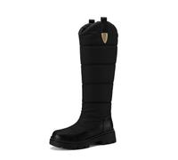 Qgtxf Women Knee High Mid Heel Snow Boots Winter Waterproof Pull-On Platform Boot Warm Fur Lined Walking Shoes(Black,7 UK)