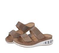 Qgtxf Womens Glitter Platform Wedge Slipper Round Open Toe Rhinestone Two Strap Sandals with Air Cushion Slip-On Beach Shoes(Brown,4 UK)