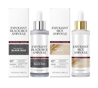 QGuoJie Gentle Rice Exfoliating Peeling Solution - Black & White Rice Ampoule Duo for Face & Body, Moisturizing Pore Minimizer, All Skin Types, Soft Exfoliating Scrub, 100ml (White+Black Rice)