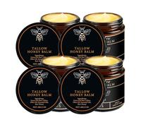 QGuoJie Organic Grass-Fed Beef Tallow Balm with Raw Honey & Olive Oil - Natural Moisturizing Cream for Face, Body & Hands - Deep Hydration, Nourishes Dry Skin, Unscented, 2oz (4)