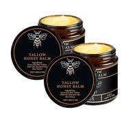 QGuoJie Organic Grass-Fed Beef Tallow Balm with Raw Honey & Olive Oil - Natural Moisturizing Cream for Face, Body & Hands - Deep Hydration, Nourishes Dry Skin, Unscented, 2oz (2)