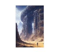 QGVBGF Alien Desert Ruins Art Print, Sci-Fi Civilization Wall Art Canvas Poster Wall Art Decor Print Picture Paintings for Living Room Bedroom Decoration 24x36inch(60x90cm)
