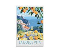 QGVBGF Italy Lemons Poster, La Dolce Vita Coast Print Canvas Poster Wall Art Decor Print Picture Paintings for Living Room Bedroom Decoration 16x24inch(40x60cm)