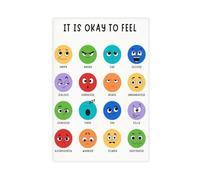 QGVBGF It's Okay to Feel, Bright Classroom Decor, Feelings Chart Canvas Poster Wall Art Decor Print Picture Paintings for Living Room Bedroom Decoration 12x18inch(30x45cm)