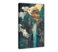 QGVBGF Japanese Waterfall Ukiyo-e（2） Canvas Poster Wall Art Decor Print Picture Paintings for Living Room Bedroom Decoration 12x18inch(30x45cm)