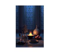 QGVBGF Magian Ritual Table Zoroastrian Offering Scene Art Print Canvas Poster Bedroom Decor Landscape Office Room Decor Gift 24x36inch(60x90cm)