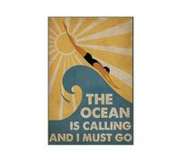 QGVBGF Swimming Man Poster, The Ocean Is Calling And I Must Go Canvas Poster Bedroom Decor Landscape Office Room Decor Gift 08x12inch(20x30cm)