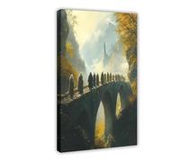QGVBGF The Fellowship Departing Rivendell, Middle-earth Journey Scene Canvas Poster Bedroom Decor Landscape Office Room Decor Gift 08x12inch(20x30cm)