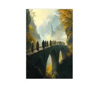 QGVBGF The Fellowship Departing Rivendell, Middle-earth Journey Scene Canvas Poster Bedroom Decor Landscape Office Room Decor Gift 12x18inch(30x45cm)