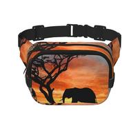 QGWDYYJQ African Elephant Printed Square Double Layer Waist Bag Waist Pack Travel Bag