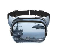 QGWDYYJQ Aircraft Carrier Printed Square Double Layer Waist Bag Waist Pack Travel Bag