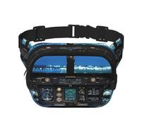 QGWDYYJQ Airplane Cockpit Printed Square Double Layer Waist Bag Waist Pack Travel Bag