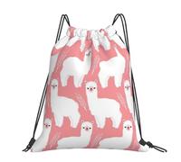 QGWDYYJQ Alpaca Llama printed Large-sized casual drawstring backpack Drawstring Bag Gym Bag
