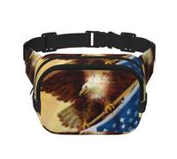 QGWDYYJQ American USA Flag Eagle Art Printed Square Double Layer Waist Bag Waist Pack Travel Bag
