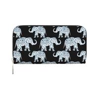 QGWDYYJQ Aztec Elephant Printed Genuine Leather Hand Wallet Portable Zip Wallet