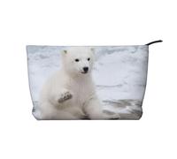 QGWDYYJQ Baby Polar Bear Printed Corduroy Makeup Bag Travel Toiletry Bag Portable Cosmetic Bag