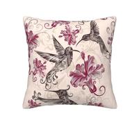 QGWDYYJQ Beautiful Flowers Hummingbird printed Corduroy Throw Pillow Covers decorative cushion cover