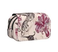 QGWDYYJQ Beautiful Flowers Hummingbird Printed Double Clamshell Pen Case Stationery Case Portable Organiser
