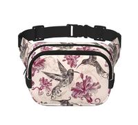 QGWDYYJQ Beautiful Flowers Hummingbird Printed Square Double Layer Waist Bag Waist Pack Travel Bag