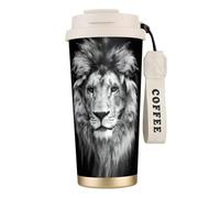 QGWDYYJQ Beautiful Lion Printed Stainless Steel Coffee Cup Carry Insulated Coffee Mug