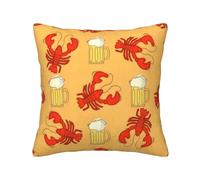 QGWDYYJQ Beer and crawfish pattern printed Corduroy Throw Pillow Covers decorative cushion cover