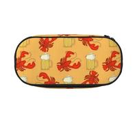 QGWDYYJQ Beer and Crawfish Pattern Printed Pencil Bag Stationery Organiser Portable Pencil Case