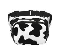 QGWDYYJQ Black and White Cow Print Printed Square Double Layer Waist Bag Waist Pack Travel Bag