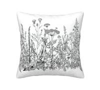 QGWDYYJQ Black and White Flowers printed Corduroy Throw Pillow Covers decorative cushion cover