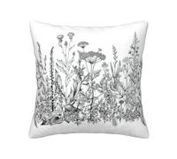 QGWDYYJQ Black and White Flowers printed Corduroy Throw Pillow Covers decorative cushion cover