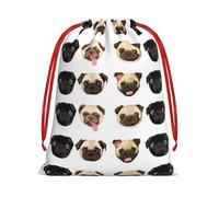 QGWDYYJQ Black Yellow Pug printed Drawstring Gift Bag Gift Wrapping Bag Party Decoration