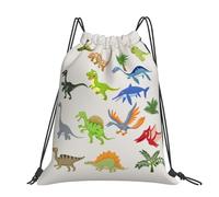 QGWDYYJQ Cartoon Dinosaur Images printed Large-sized casual drawstring backpack Drawstring Bag Gym Bag
