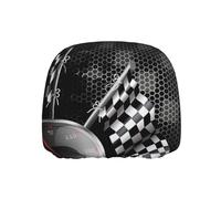 QGWDYYJQ Checkered Flag Racing printed Car Headrest Cover 1pcs Car Seat Headrest Cover