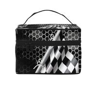 QGWDYYJQ Checkered Flag Racing Printed Cosmetic Bag Makeup Bag Travel Toiletry Bag