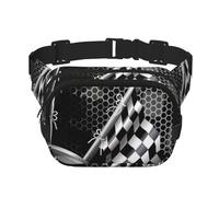 QGWDYYJQ Checkered Flag Racing Printed Square Double Layer Waist Bag Waist Pack Travel Bag