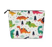 QGWDYYJQ Colorful Dinosaurs Printed Fake Hemp Makeup Bag Daily Storage Bag Travel Toiletry Bag