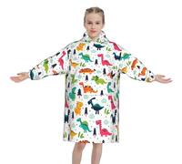 QGWDYYJQ Colorful Dinosaurs printed Kids Blanket Hoodie Microfibre Wearable Blanket