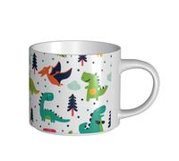 QGWDYYJQ Colorful Dinosaurs Printed Large-Capacity Ceramic Mug Hot Chocolate Mug