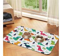 Qgwdyyjq Colorful Dinosaurs Printed Pet Absorbent Leather Tablecloth Non-Slip Placemat