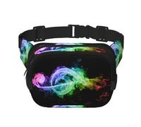 QGWDYYJQ Colorful Music Notes Printed Square Double Layer Waist Bag Waist Pack Travel Bag