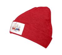 QGWDYYJQ Colorful Piano Keyboard Music Note Printed Knit Hat Cap Warm Fleece Hat Winter Woolen Hat Beanie Red