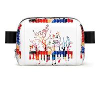 QGWDYYJQ Colorful Piano Keyboard Music Note printed Square-shaped fashionable Waist bag Waist Pack Travel Bag