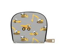 QGWDYYJQ Construction Trucks Printed Leather Shell Card Bag Mini Coin Purse