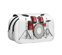 QGWDYYJQ Cool Drum Set Printed Double Clamshell Pen Case Stationery Case Portable Organiser