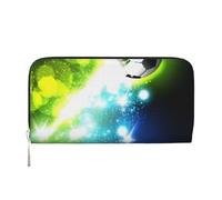 QGWDYYJQ Cool Soccer Ball Printed Genuine Leather Hand Wallet Portable Zip Wallet