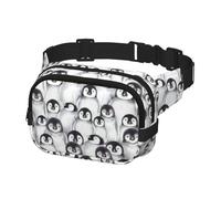 QGWDYYJQ Cute Baby Penguins Sketch Printed Square Double Layer Waist Bag Waist Pack Travel Bag