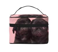 QGWDYYJQ Cute Black Pug Printed Cosmetic Bag Makeup Bag Travel Toiletry Bag